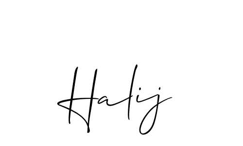 Use a signature maker to create a handwritten signature online. With this signature software, you can design (Allison_Script) your own signature for name Halij. Halij signature style 2 images and pictures png