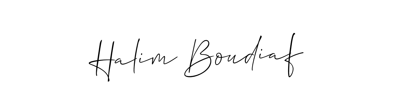 You should practise on your own different ways (Allison_Script) to write your name (Halim Boudiaf) in signature. don't let someone else do it for you. Halim Boudiaf signature style 2 images and pictures png