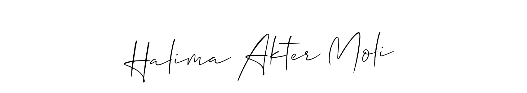 Also You can easily find your signature by using the search form. We will create Halima Akter Moli name handwritten signature images for you free of cost using Allison_Script sign style. Halima Akter Moli signature style 2 images and pictures png