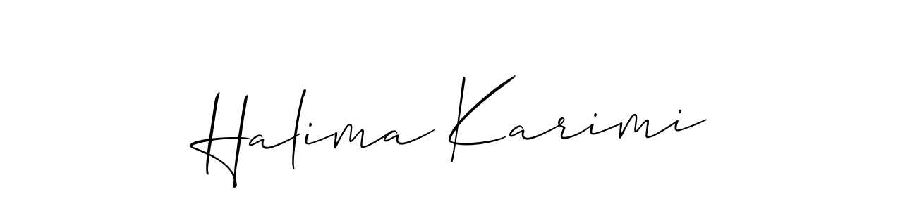 Make a beautiful signature design for name Halima Karimi. With this signature (Allison_Script) style, you can create a handwritten signature for free. Halima Karimi signature style 2 images and pictures png