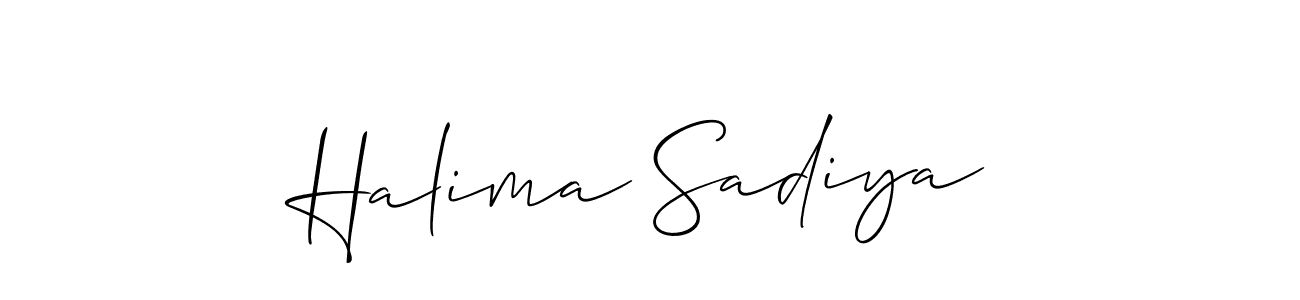 Also we have Halima Sadiya name is the best signature style. Create professional handwritten signature collection using Allison_Script autograph style. Halima Sadiya signature style 2 images and pictures png