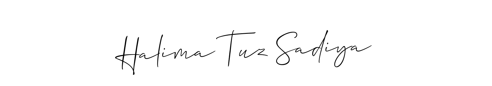 Also You can easily find your signature by using the search form. We will create Halima Tuz Sadiya name handwritten signature images for you free of cost using Allison_Script sign style. Halima Tuz Sadiya signature style 2 images and pictures png