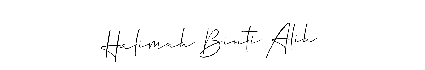 Allison_Script is a professional signature style that is perfect for those who want to add a touch of class to their signature. It is also a great choice for those who want to make their signature more unique. Get Halimah Binti Alih name to fancy signature for free. Halimah Binti Alih signature style 2 images and pictures png
