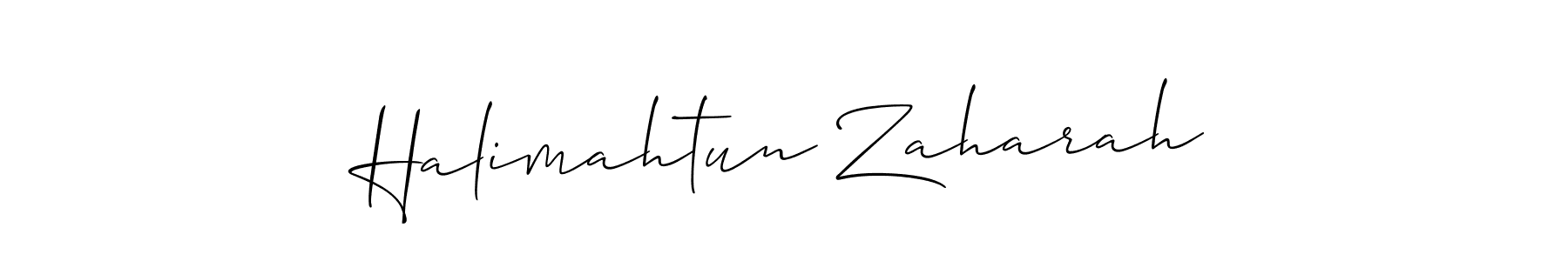Make a beautiful signature design for name Halimahtun Zaharah. With this signature (Allison_Script) style, you can create a handwritten signature for free. Halimahtun Zaharah signature style 2 images and pictures png