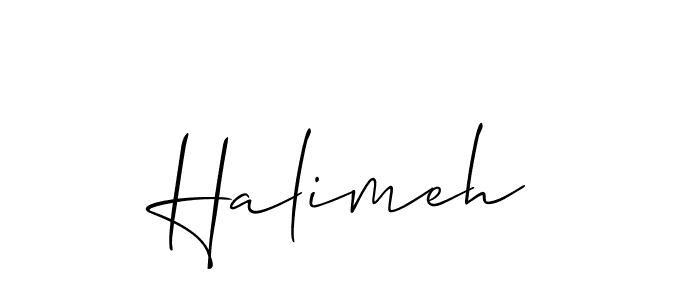 Use a signature maker to create a handwritten signature online. With this signature software, you can design (Allison_Script) your own signature for name Halimeh. Halimeh signature style 2 images and pictures png