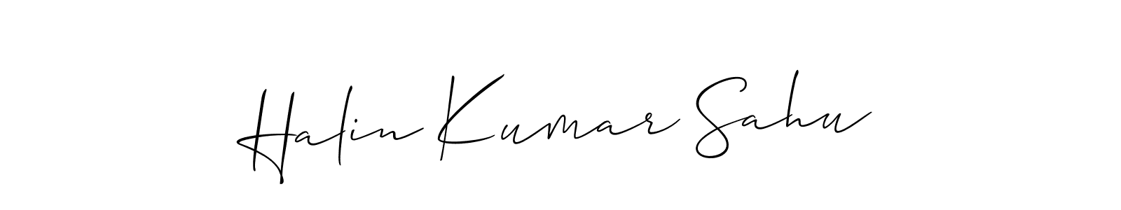 The best way (Allison_Script) to make a short signature is to pick only two or three words in your name. The name Halin Kumar Sahu include a total of six letters. For converting this name. Halin Kumar Sahu signature style 2 images and pictures png