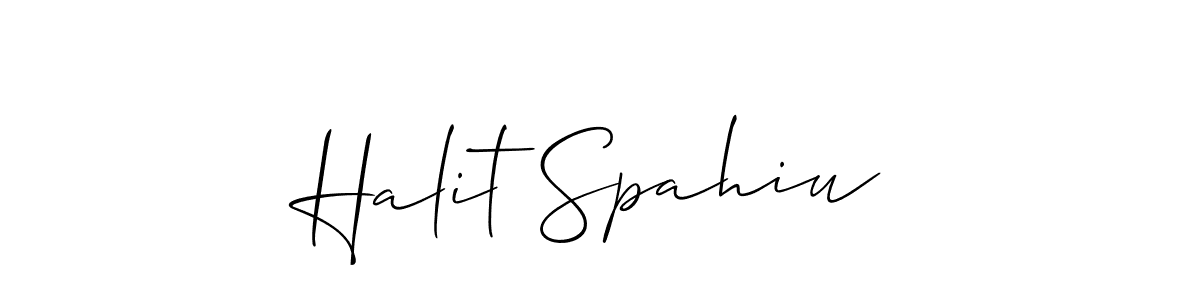 How to Draw Halit Spahiu signature style? Allison_Script is a latest design signature styles for name Halit Spahiu. Halit Spahiu signature style 2 images and pictures png