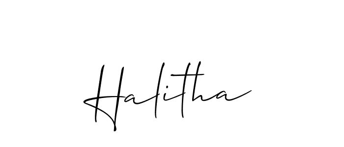You should practise on your own different ways (Allison_Script) to write your name (Halitha) in signature. don't let someone else do it for you. Halitha signature style 2 images and pictures png