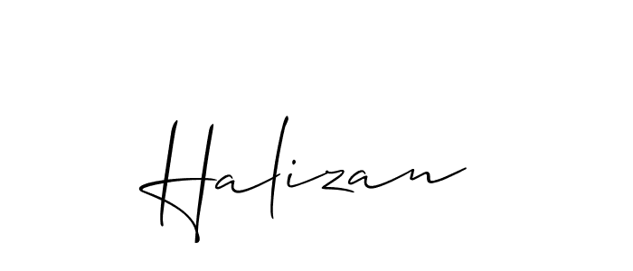 Design your own signature with our free online signature maker. With this signature software, you can create a handwritten (Allison_Script) signature for name Halizan. Halizan signature style 2 images and pictures png