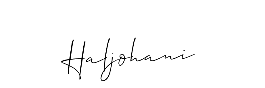 Use a signature maker to create a handwritten signature online. With this signature software, you can design (Allison_Script) your own signature for name Haljohani. Haljohani signature style 2 images and pictures png