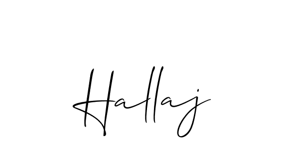 Use a signature maker to create a handwritten signature online. With this signature software, you can design (Allison_Script) your own signature for name Hallaj. Hallaj signature style 2 images and pictures png