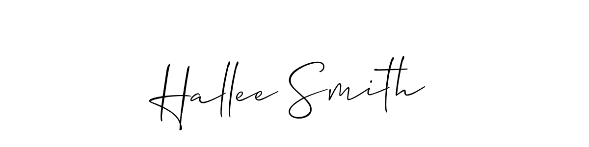 Allison_Script is a professional signature style that is perfect for those who want to add a touch of class to their signature. It is also a great choice for those who want to make their signature more unique. Get Hallee Smith name to fancy signature for free. Hallee Smith signature style 2 images and pictures png