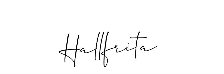The best way (Allison_Script) to make a short signature is to pick only two or three words in your name. The name Hallfrita include a total of six letters. For converting this name. Hallfrita signature style 2 images and pictures png