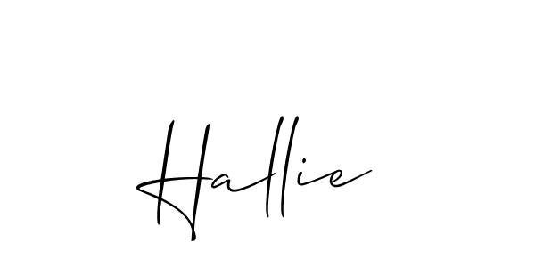 Use a signature maker to create a handwritten signature online. With this signature software, you can design (Allison_Script) your own signature for name Hallie. Hallie signature style 2 images and pictures png