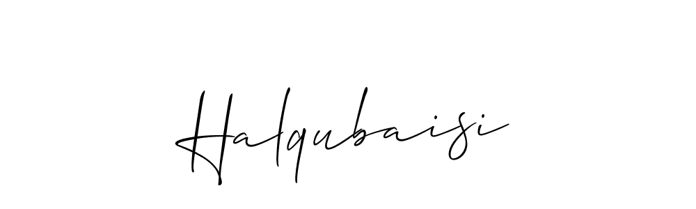 Use a signature maker to create a handwritten signature online. With this signature software, you can design (Allison_Script) your own signature for name Halqubaisi. Halqubaisi signature style 2 images and pictures png