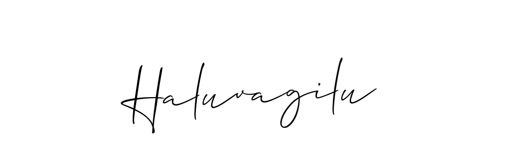 Make a short Haluvagilu signature style. Manage your documents anywhere anytime using Allison_Script. Create and add eSignatures, submit forms, share and send files easily. Haluvagilu signature style 2 images and pictures png