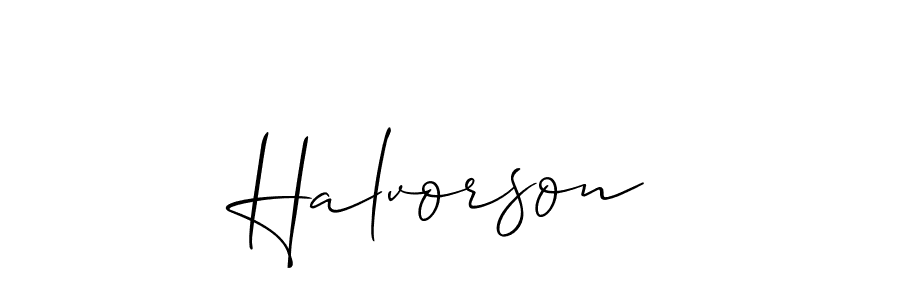 Use a signature maker to create a handwritten signature online. With this signature software, you can design (Allison_Script) your own signature for name Halvorson. Halvorson signature style 2 images and pictures png