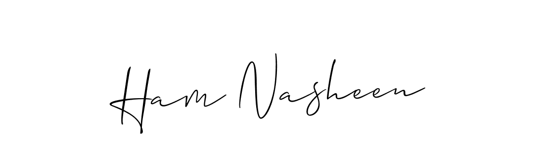 You should practise on your own different ways (Allison_Script) to write your name (Ham Nasheen) in signature. don't let someone else do it for you. Ham Nasheen signature style 2 images and pictures png