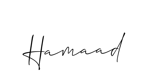 Use a signature maker to create a handwritten signature online. With this signature software, you can design (Allison_Script) your own signature for name Hamaad. Hamaad signature style 2 images and pictures png