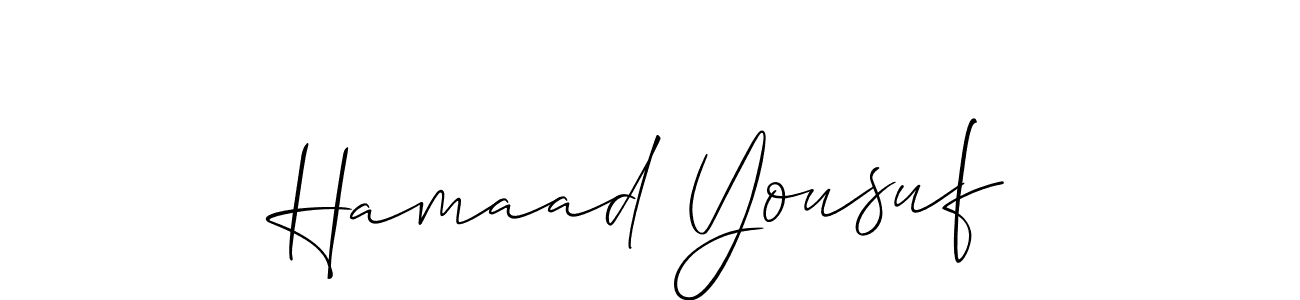 This is the best signature style for the Hamaad Yousuf name. Also you like these signature font (Allison_Script). Mix name signature. Hamaad Yousuf signature style 2 images and pictures png