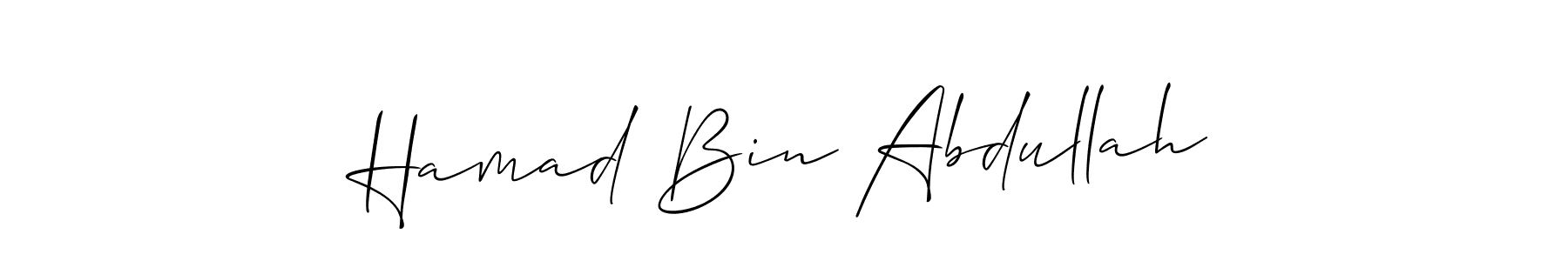 The best way (Allison_Script) to make a short signature is to pick only two or three words in your name. The name Hamad Bin Abdullah include a total of six letters. For converting this name. Hamad Bin Abdullah signature style 2 images and pictures png