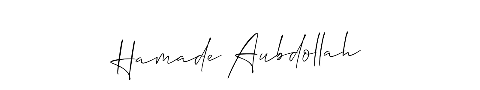 if you are searching for the best signature style for your name Hamade Aubdollah. so please give up your signature search. here we have designed multiple signature styles  using Allison_Script. Hamade Aubdollah signature style 2 images and pictures png