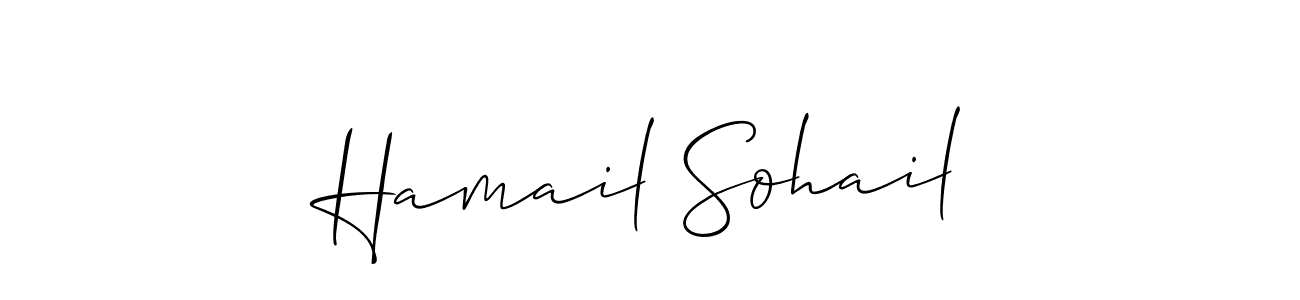 The best way (Allison_Script) to make a short signature is to pick only two or three words in your name. The name Hamail Sohail include a total of six letters. For converting this name. Hamail Sohail signature style 2 images and pictures png