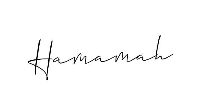 Use a signature maker to create a handwritten signature online. With this signature software, you can design (Allison_Script) your own signature for name Hamamah. Hamamah signature style 2 images and pictures png