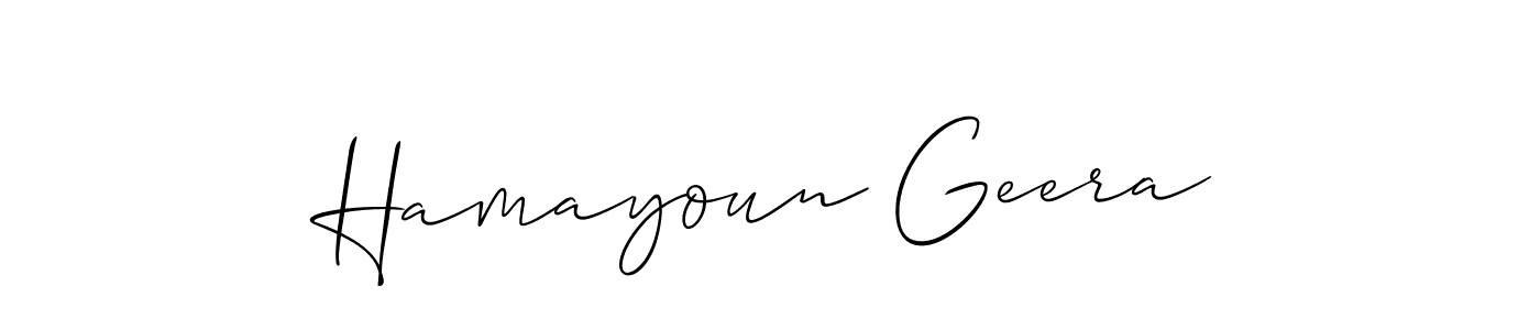 How to Draw Hamayoun Geera signature style? Allison_Script is a latest design signature styles for name Hamayoun Geera. Hamayoun Geera signature style 2 images and pictures png