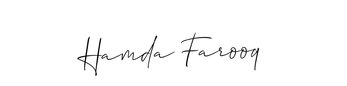Create a beautiful signature design for name Hamda Farooq. With this signature (Allison_Script) fonts, you can make a handwritten signature for free. Hamda Farooq signature style 2 images and pictures png