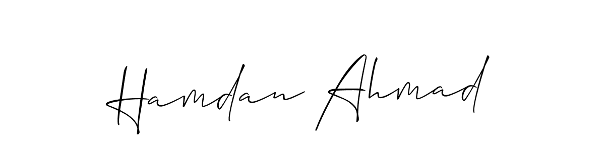 Use a signature maker to create a handwritten signature online. With this signature software, you can design (Allison_Script) your own signature for name Hamdan Ahmad. Hamdan Ahmad signature style 2 images and pictures png