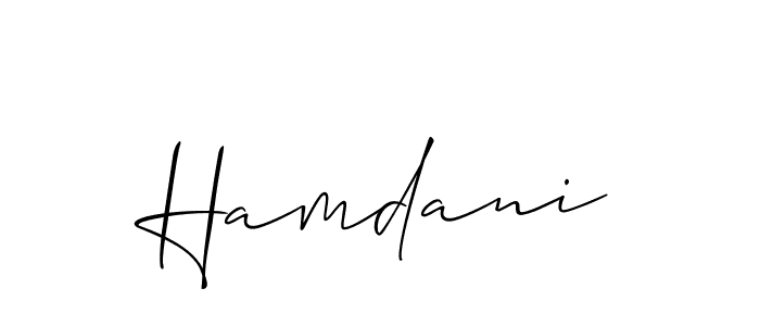 Design your own signature with our free online signature maker. With this signature software, you can create a handwritten (Allison_Script) signature for name Hamdani. Hamdani signature style 2 images and pictures png