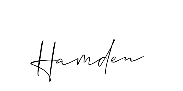 Design your own signature with our free online signature maker. With this signature software, you can create a handwritten (Allison_Script) signature for name Hamden. Hamden signature style 2 images and pictures png