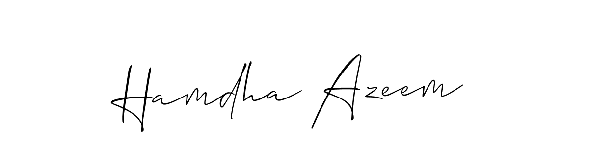 It looks lik you need a new signature style for name Hamdha Azeem. Design unique handwritten (Allison_Script) signature with our free signature maker in just a few clicks. Hamdha Azeem signature style 2 images and pictures png