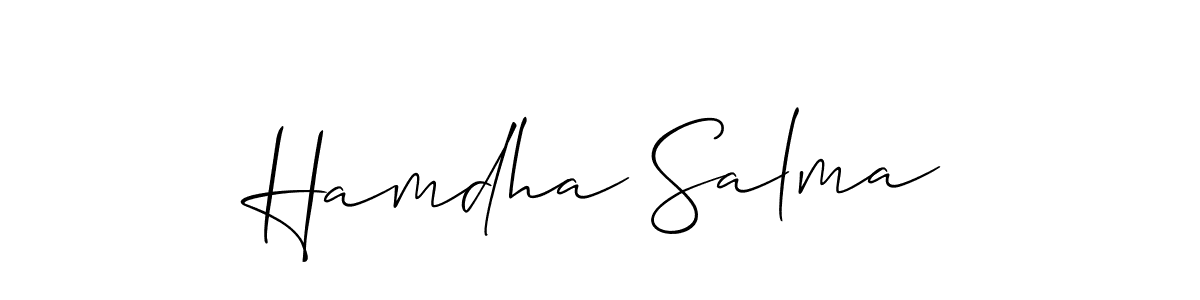 Allison_Script is a professional signature style that is perfect for those who want to add a touch of class to their signature. It is also a great choice for those who want to make their signature more unique. Get Hamdha Salma name to fancy signature for free. Hamdha Salma signature style 2 images and pictures png