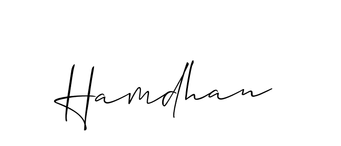 Create a beautiful signature design for name Hamdhan. With this signature (Allison_Script) fonts, you can make a handwritten signature for free. Hamdhan signature style 2 images and pictures png