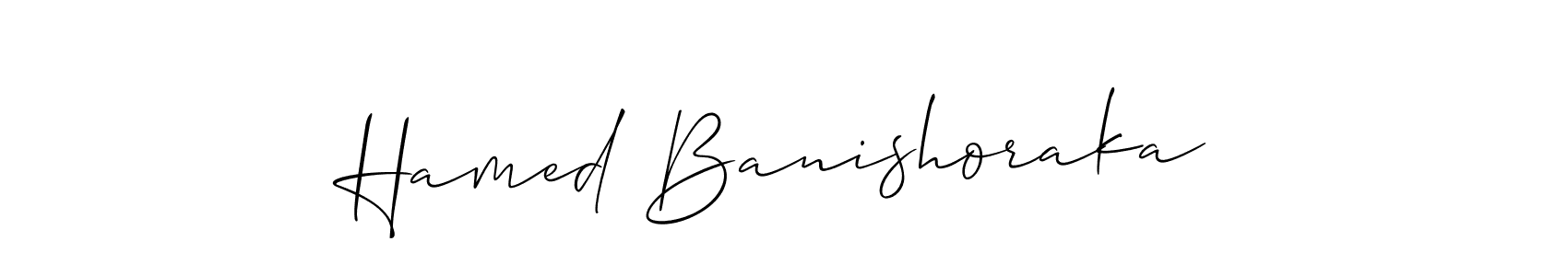 Similarly Allison_Script is the best handwritten signature design. Signature creator online .You can use it as an online autograph creator for name Hamed Banishoraka. Hamed Banishoraka signature style 2 images and pictures png