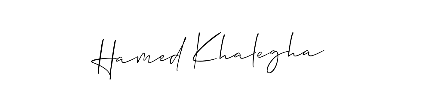 Use a signature maker to create a handwritten signature online. With this signature software, you can design (Allison_Script) your own signature for name Hamed Khalegha. Hamed Khalegha signature style 2 images and pictures png