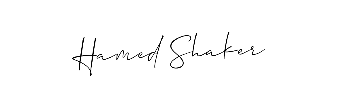 The best way (Allison_Script) to make a short signature is to pick only two or three words in your name. The name Hamed Shaker include a total of six letters. For converting this name. Hamed Shaker signature style 2 images and pictures png