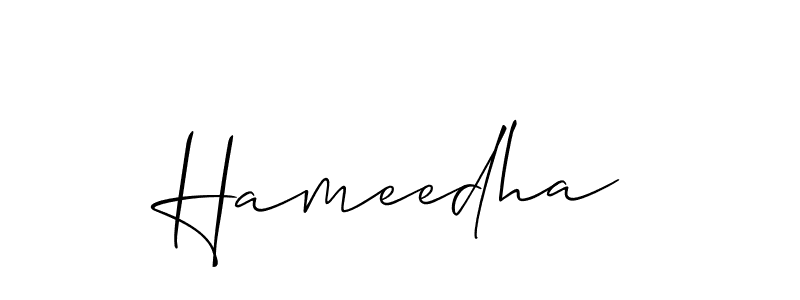 Create a beautiful signature design for name Hameedha. With this signature (Allison_Script) fonts, you can make a handwritten signature for free. Hameedha signature style 2 images and pictures png