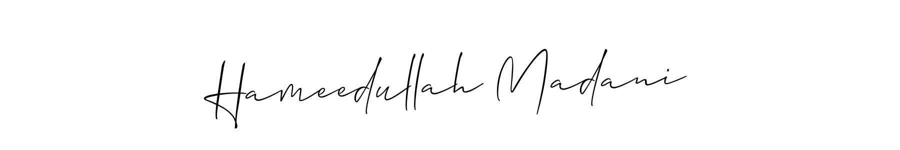 Allison_Script is a professional signature style that is perfect for those who want to add a touch of class to their signature. It is also a great choice for those who want to make their signature more unique. Get Hameedullah Madani name to fancy signature for free. Hameedullah Madani signature style 2 images and pictures png