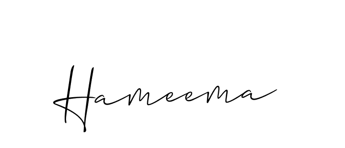 Design your own signature with our free online signature maker. With this signature software, you can create a handwritten (Allison_Script) signature for name Hameema. Hameema signature style 2 images and pictures png