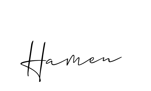 It looks lik you need a new signature style for name Hamen. Design unique handwritten (Allison_Script) signature with our free signature maker in just a few clicks. Hamen signature style 2 images and pictures png