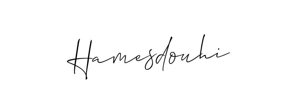 Use a signature maker to create a handwritten signature online. With this signature software, you can design (Allison_Script) your own signature for name Hamesdouhi. Hamesdouhi signature style 2 images and pictures png