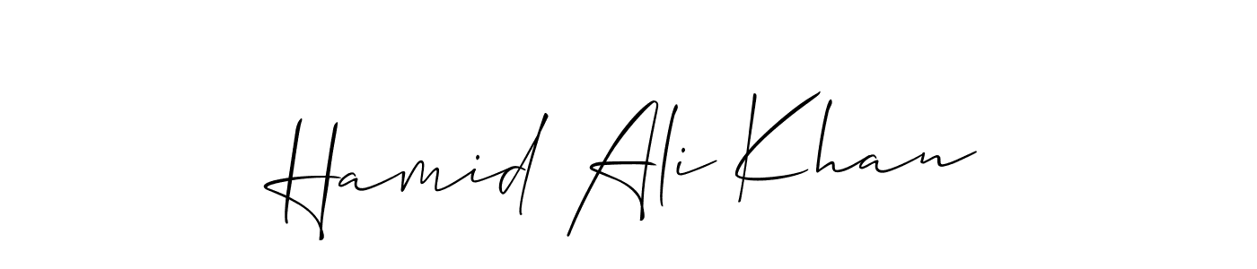 Use a signature maker to create a handwritten signature online. With this signature software, you can design (Allison_Script) your own signature for name Hamid Ali Khan. Hamid Ali Khan signature style 2 images and pictures png