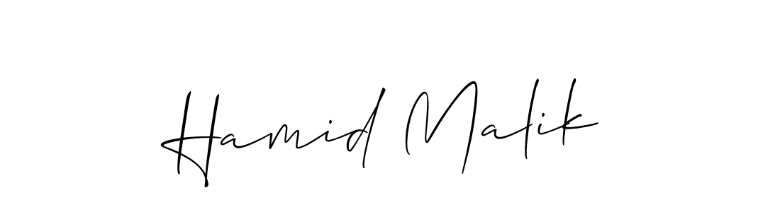 Create a beautiful signature design for name Hamid Malik. With this signature (Allison_Script) fonts, you can make a handwritten signature for free. Hamid Malik signature style 2 images and pictures png