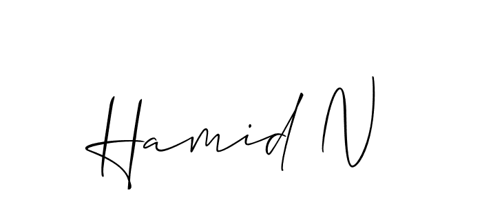 The best way (Allison_Script) to make a short signature is to pick only two or three words in your name. The name Hamid N include a total of six letters. For converting this name. Hamid N signature style 2 images and pictures png