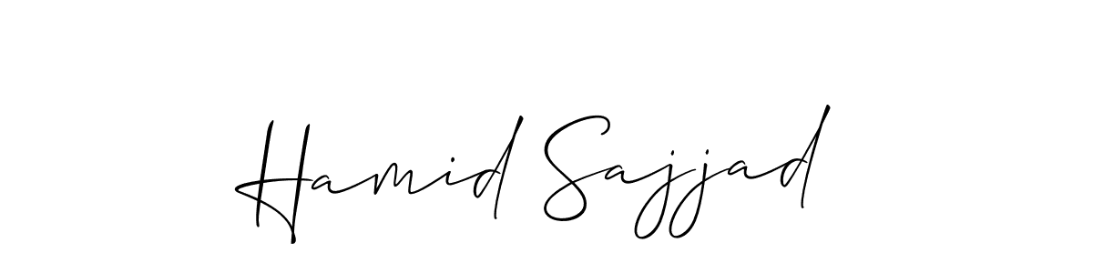 Allison_Script is a professional signature style that is perfect for those who want to add a touch of class to their signature. It is also a great choice for those who want to make their signature more unique. Get Hamid Sajjad name to fancy signature for free. Hamid Sajjad signature style 2 images and pictures png