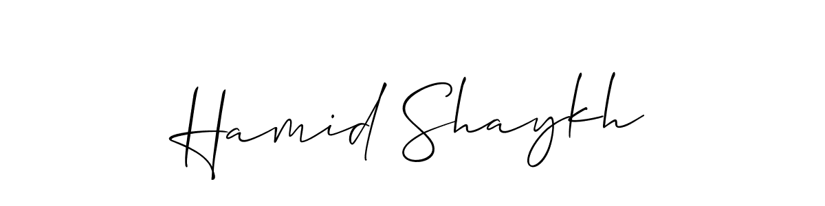 Also we have Hamid Shaykh name is the best signature style. Create professional handwritten signature collection using Allison_Script autograph style. Hamid Shaykh signature style 2 images and pictures png