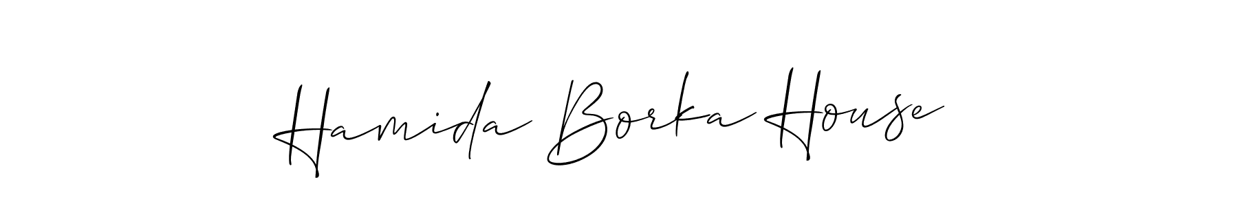 Check out images of Autograph of Hamida Borka House name. Actor Hamida Borka House Signature Style. Allison_Script is a professional sign style online. Hamida Borka House signature style 2 images and pictures png